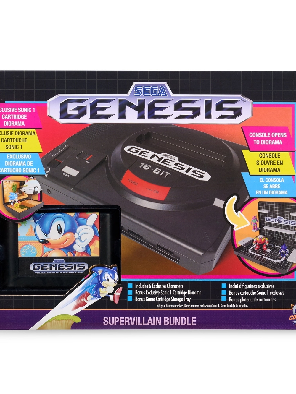 Console Sega Genesis Display Heroes Sonic Supervillain Bundle Toy Diorama NIB